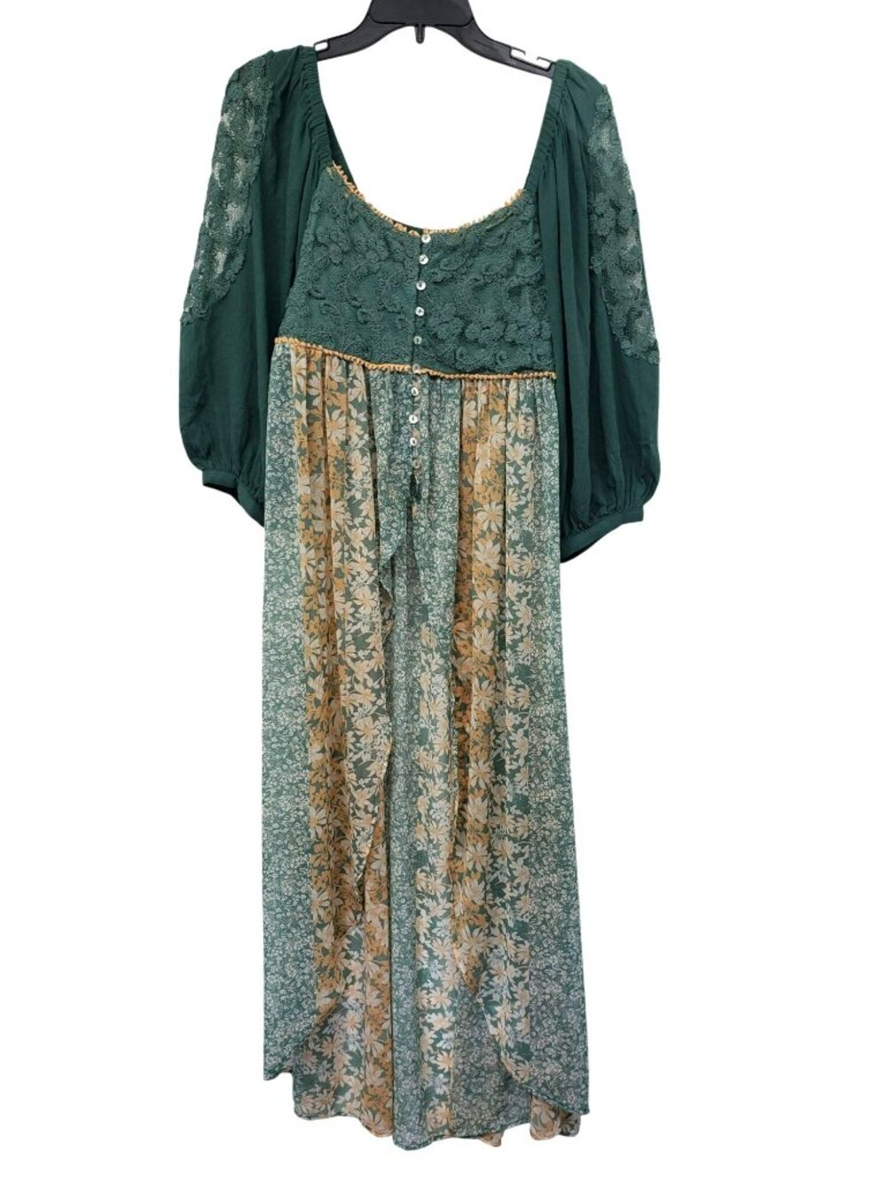Miss Me Green Orange Milkmaid Mermaid Top Whimsigoth Medium Forest Fairy - Picture 2 of 12